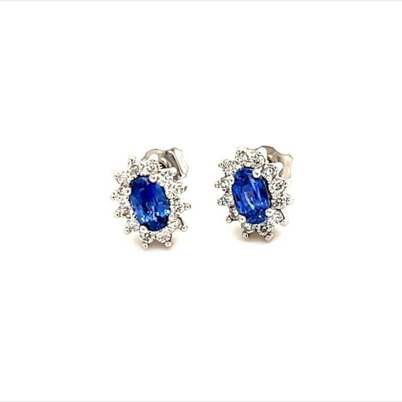 Natural Sapphire Diamond Stud Earrings 14k Gold 0.90 TCW Certified $2,450 215613 - Picture 1 of 9